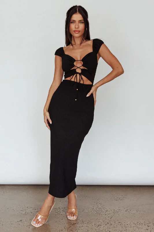 Last Chance Iconic Cut-Out Bodice Midi Dress Black