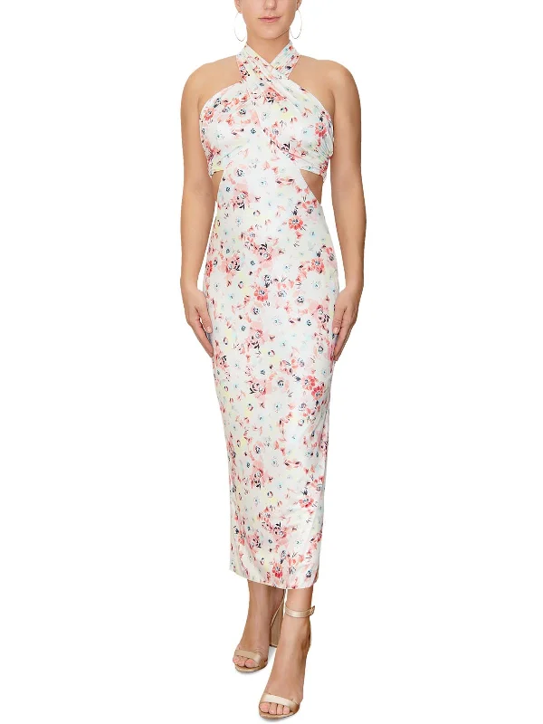 Amazing Deals Zahara Womens Printed Cut-Out Midi Dress
