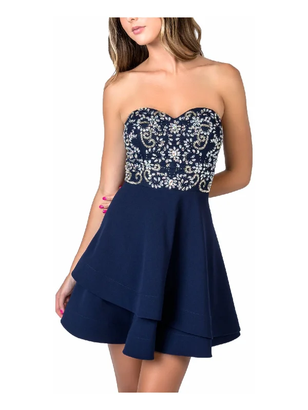 Take Advantage B DARLIN Womens Sweetheart Neckline Mini Party A-Line Dress