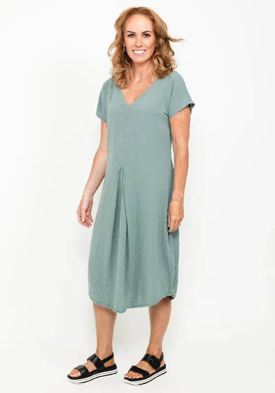 Super Deal One Life Natalie V Neck Midi Dress, Agave