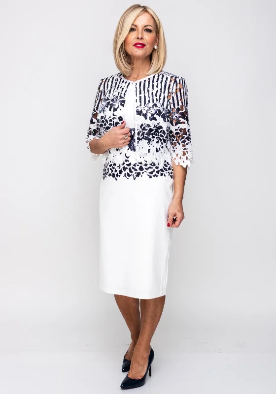 Special Discount Camelot Laser Cut Lace Dress & Jacket, White