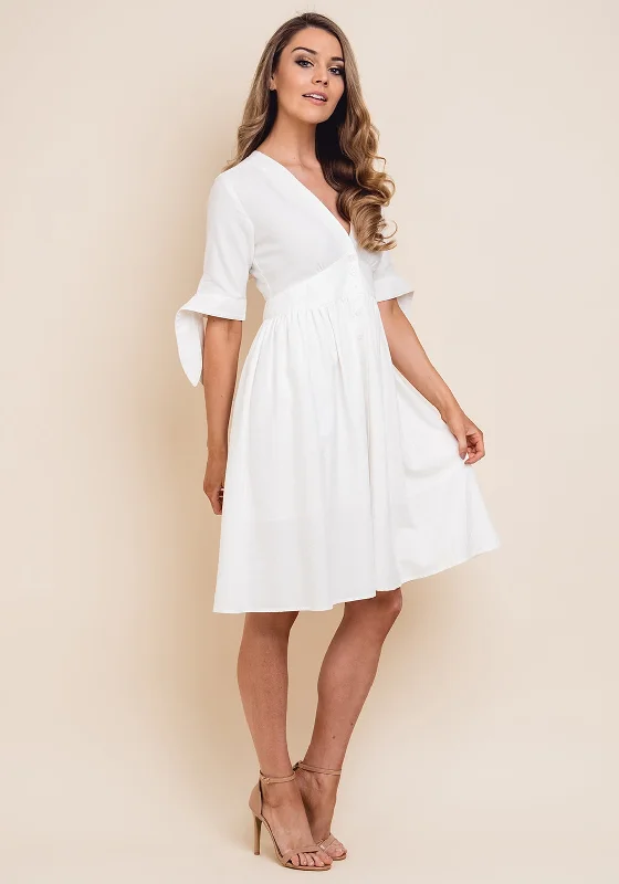 Deep Discounts Jovonna Cotton Blend A-Line Dress, White