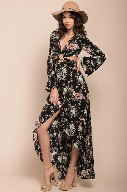 Great Deals Havana High Slit Maxi Dress Black