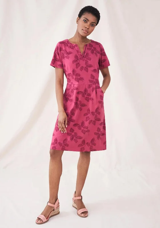 Act Fast White Stuff Ruby Printed Jersey Dress, Wine