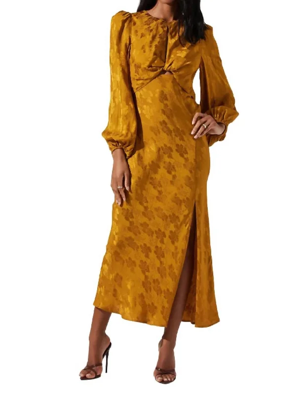 New Deals Suzy Floral Cutout Dress In Mustard