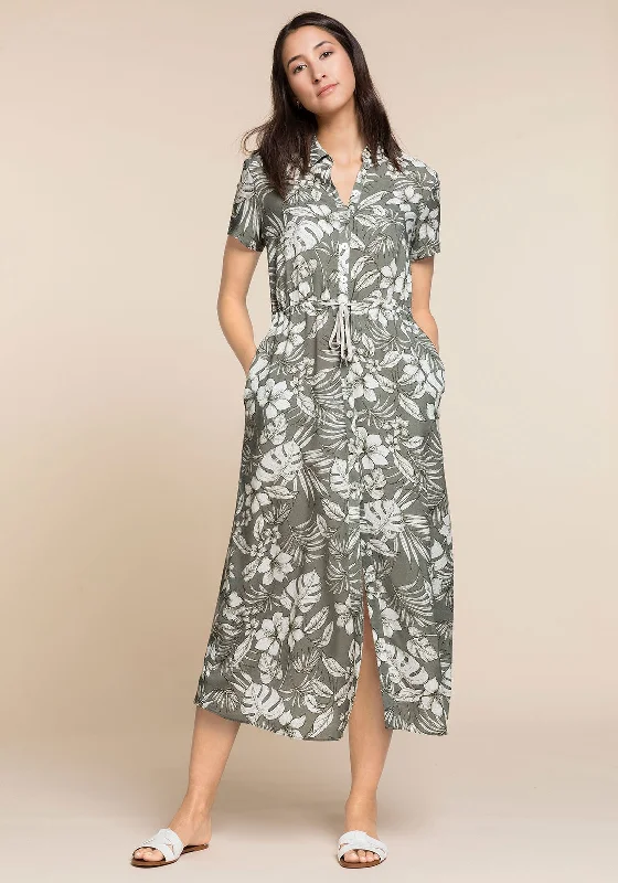 Great Bargains Bianca Jungle Print Midi Shirt Dress, Grey