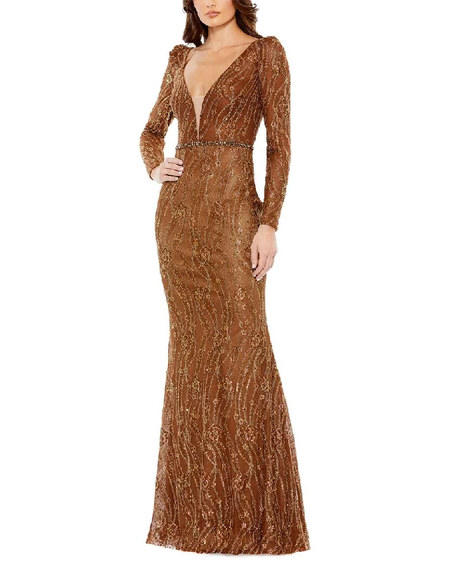 Epic Deals Mac Duggal Embellished Plunge Trumpet Gown