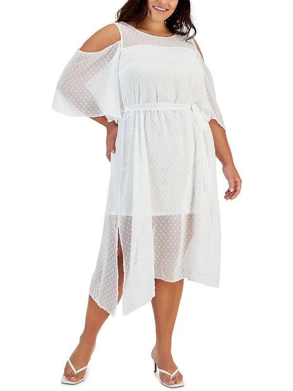 Instant Savings Plus Womens Chiffon Mid-Calf Midi Dress