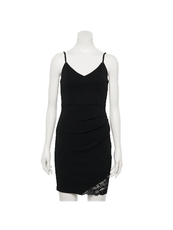 Unmissable Offer ALMOST FAMOUS Womens Black Spaghetti Strap V Neck Above The Knee Party Sheath Dress Unmissable Offer ALMOST FAMOUS Womens Black Spaghetti Strap V Neck Above The Knee Party Sheath Dress