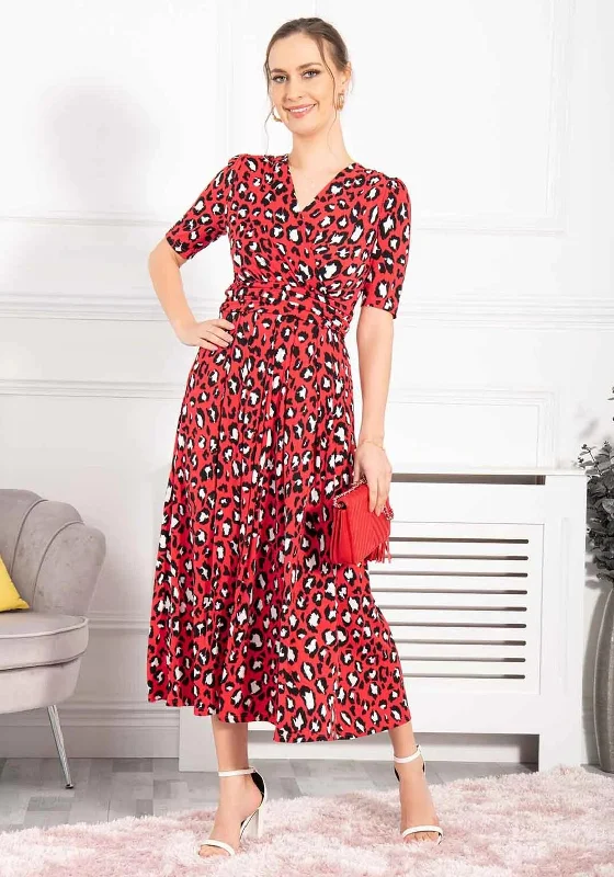Overstock Jolie Moi Josie Animal Print Maxi Dress, Red