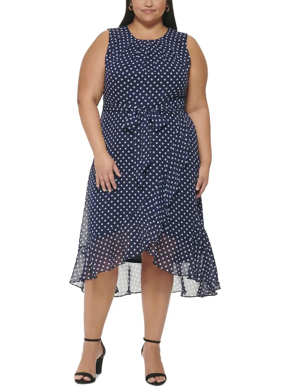 Discount Days Plus Womens Party Midi Fit & Flare Dress