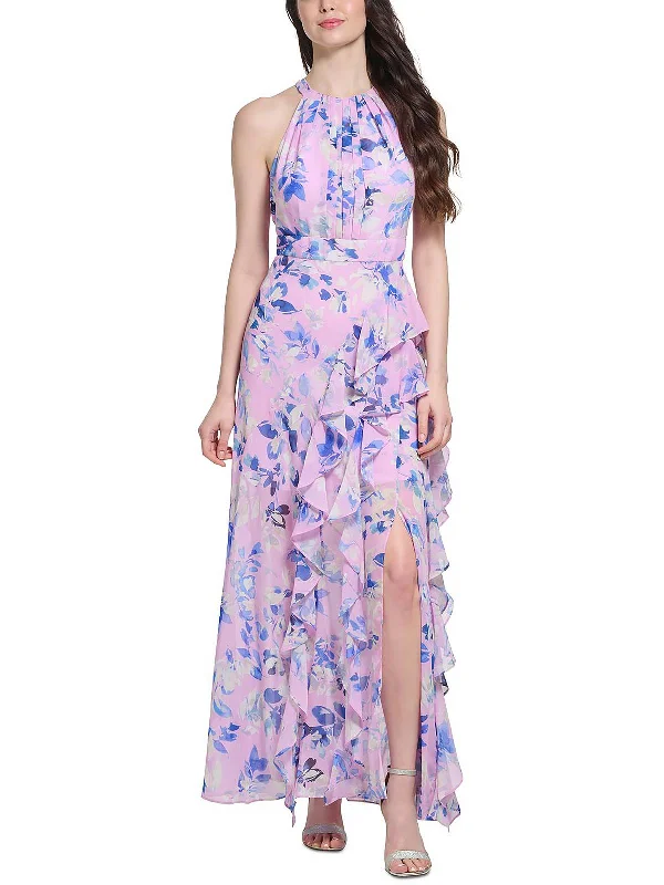 Bargain Bin Womens Chiffon Floral Maxi Dress