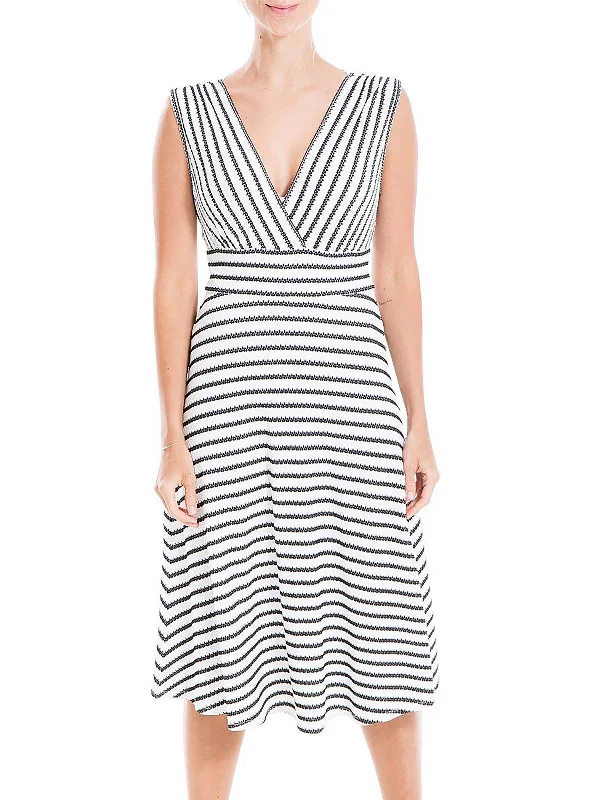 Special Price Womens Striped V-Neck Fit & Flare Dress