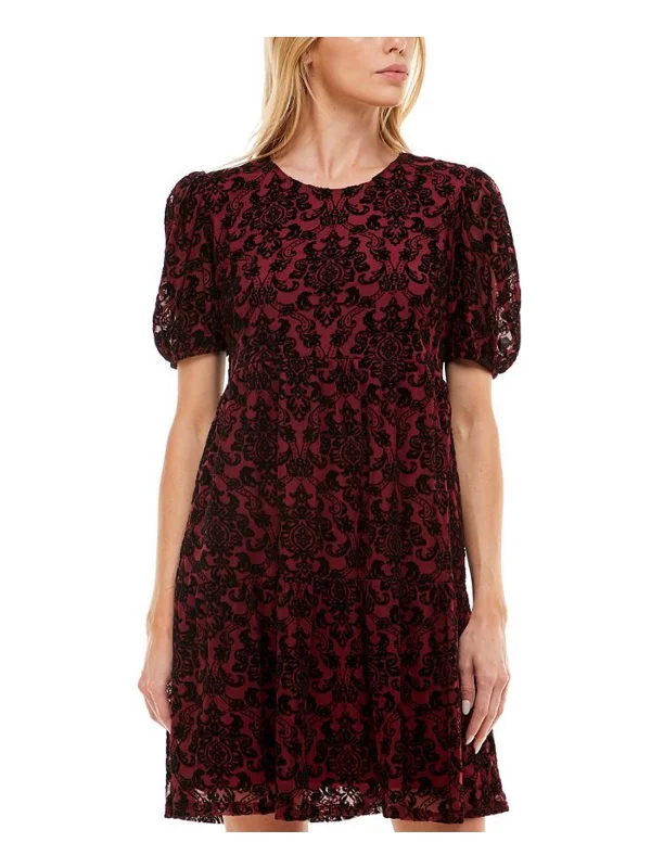 Limited Time Discount Juniors Womens Velvet Mini Babydoll Dress