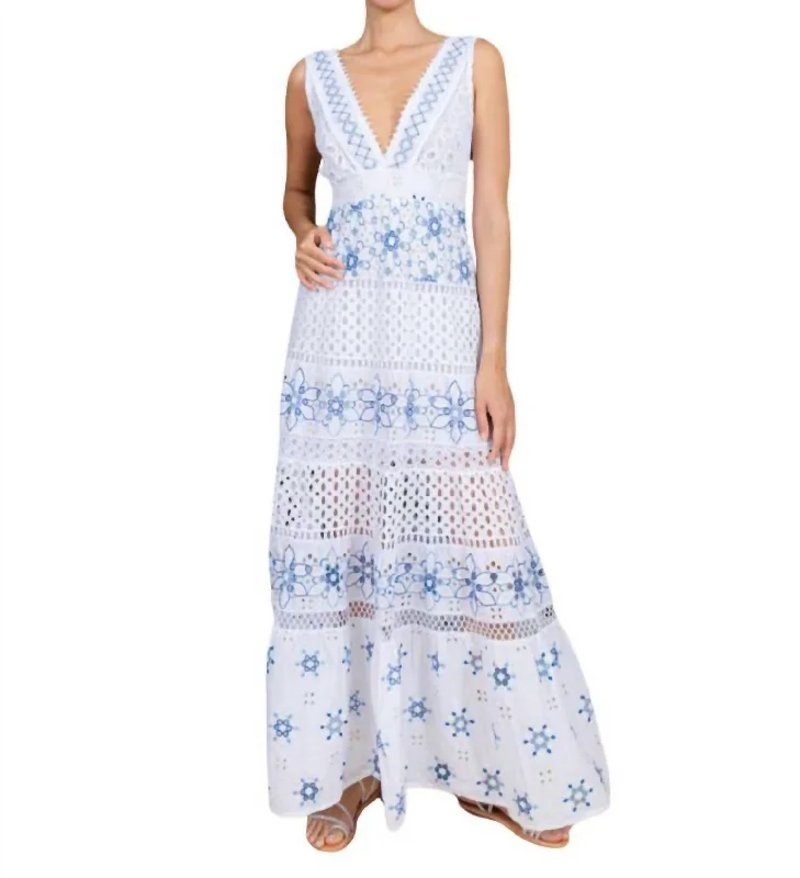 Savings Event Appia Embroidered Cotton Dress In White