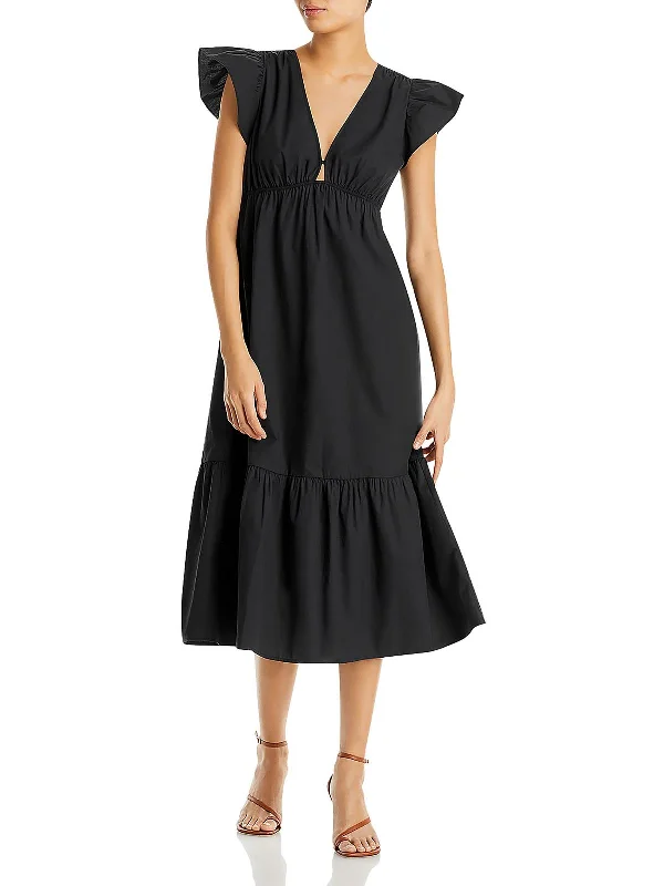 Holiday Sale Womens Daytime Keyhole Midi Dress