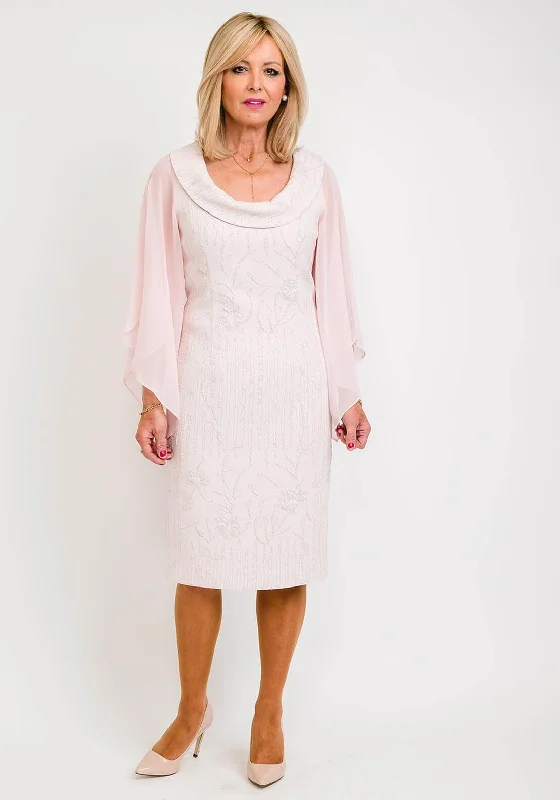 Fantastic Offers Lizabella Chiffon Sleeve Textured Midi Dress, Pink