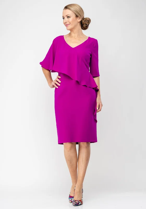Big Discounts Lizabella Frill Trim Pencil Dress, Fuschia Purple