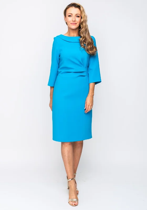 Deal Alert Lizabella Collar Ruched Pencil Dress, Blue