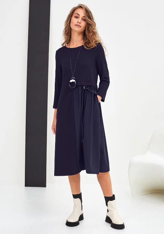 Bargain Prices Naya Jersey Contrast Panel Material Midi Dress, Navy