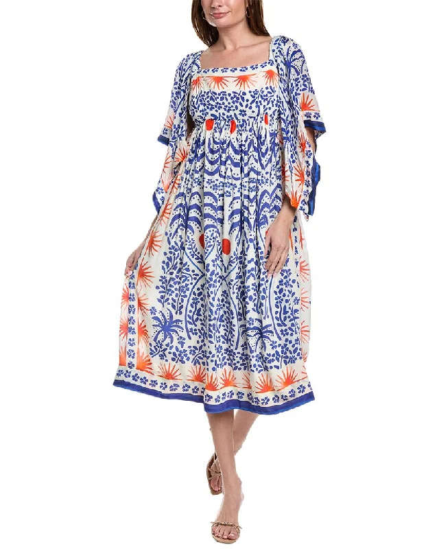 Limited Stock FARM Rio Afternoon Breeze Scarf Sleeve Midi Dress