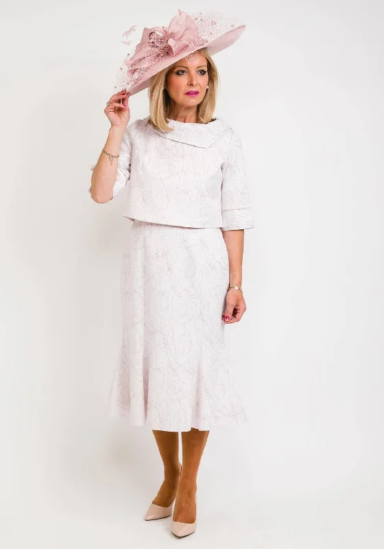 Crazy Deals Lizabella 2 Piece Shimmer Textured Overlay Dress, Pink