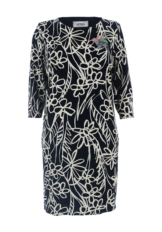 Online Exclusive Jomhoy Libia Floral Midi Dress, Navy & Cream