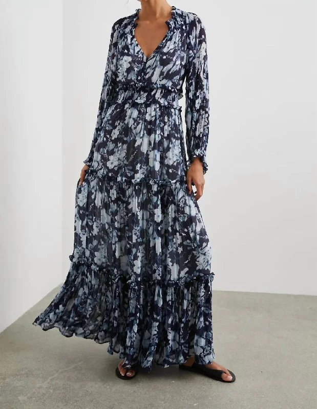 Can't Be Beat Frederica Dress In Indigo Blossoms