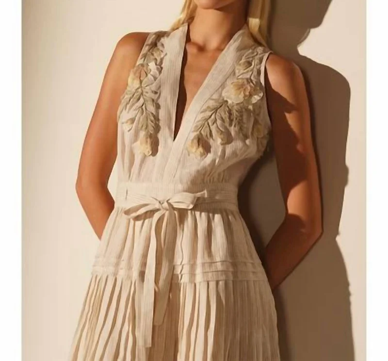 Best Bargains Lauren Halter Belted Midi Dress In Beige