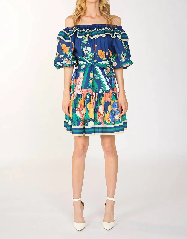 New Markdowns Sunny Days Dress In Blue Multi
