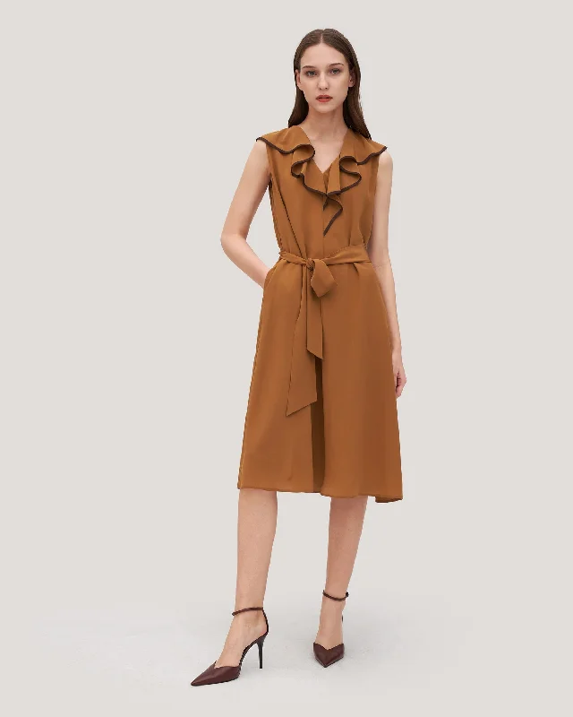 Special Discount Women's V-Neck Sleeveless Silk Orchid Dress
