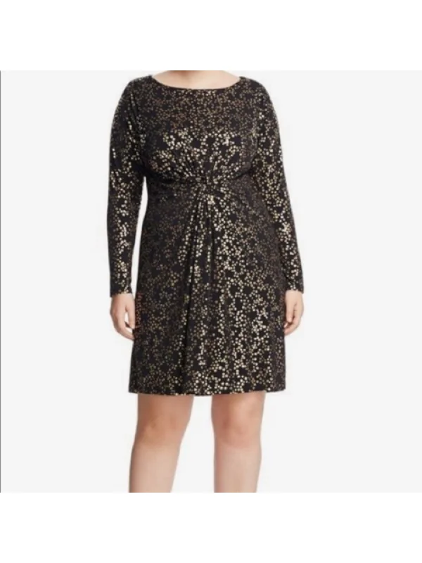 Shop and Save MICHAEL KORS Womens Twist Front Printed Long Sleeve Crew Neck Above The Knee Fit + Flare Dress Shop and Save MICHAEL KORS Womens Twist Front Printed Long Sleeve Crew Neck Above The Knee Fit + Flare Dress