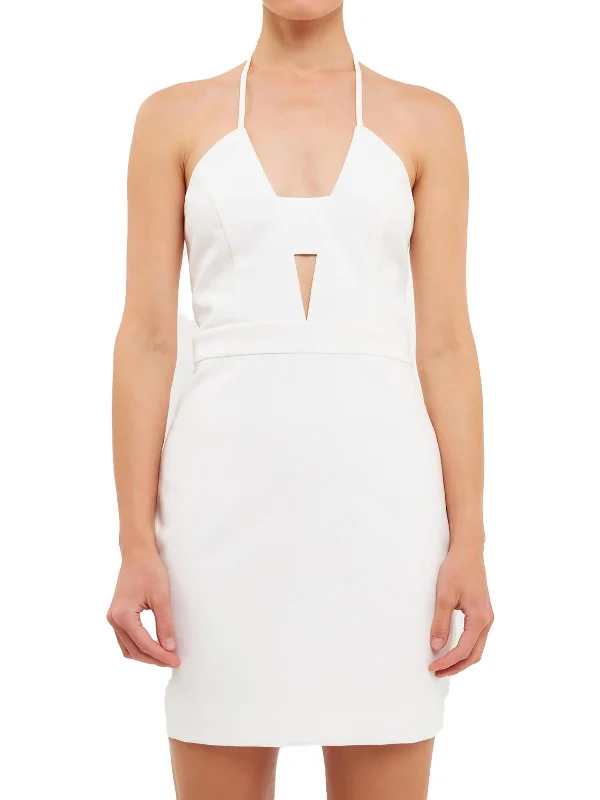 Deal of the Day Womens Party Mini Halter Dress