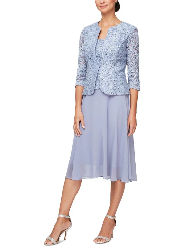 Online Only Petites Womens 2 PC Midi Cocktail And Party Dress