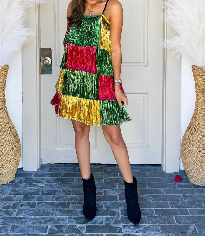 Fantastic Offers Mardi Gras Tinsel Dress In Multi Color