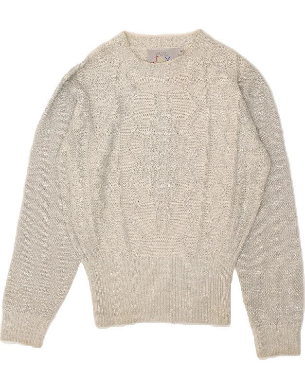 Huge Savings MISS JOY Womens Crew Neck Jumper Sweater UK 14 Medium White