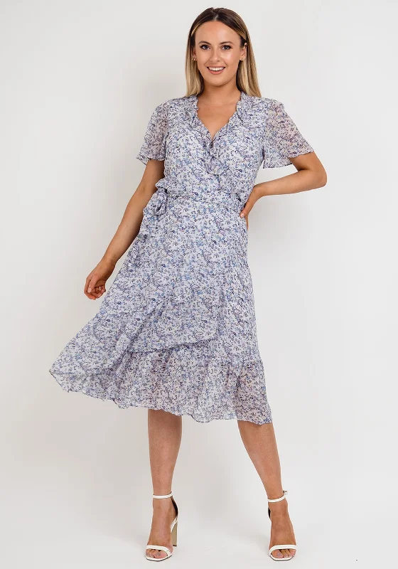 Unbeatable Prices MICHAEL Michael Kors Frilled Floral Wrap Dress, Lilac