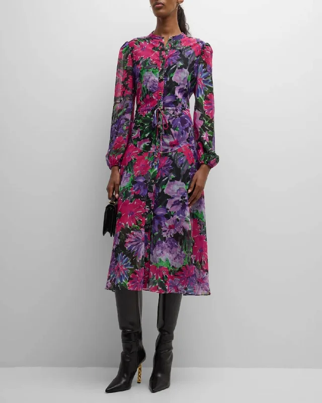 Exclusive Preview Lorian Garden Floral Dress In Purple Multi
