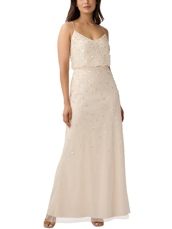 Sale Event Womens Mesh Embellished Evening Dress
