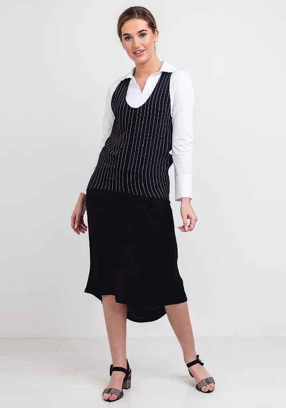 Extra Savings Naya Striped Drop Waist Midi Dress, Black