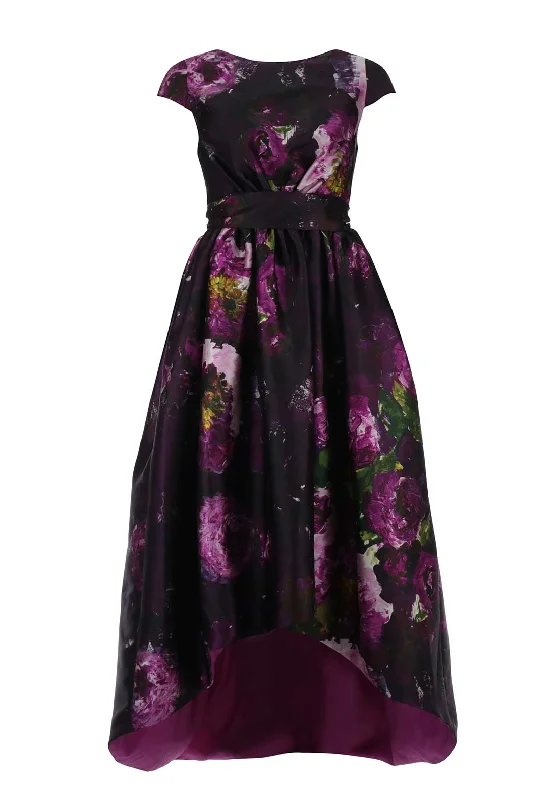 Unmissable Offer Matilde Cano Floral Print Dip Hem Full Length Dress, Purple Multi