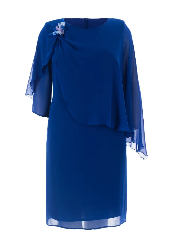 Bargain Bin Jomhoy Lloret Cape Overlay Dress, Cobalt Blue