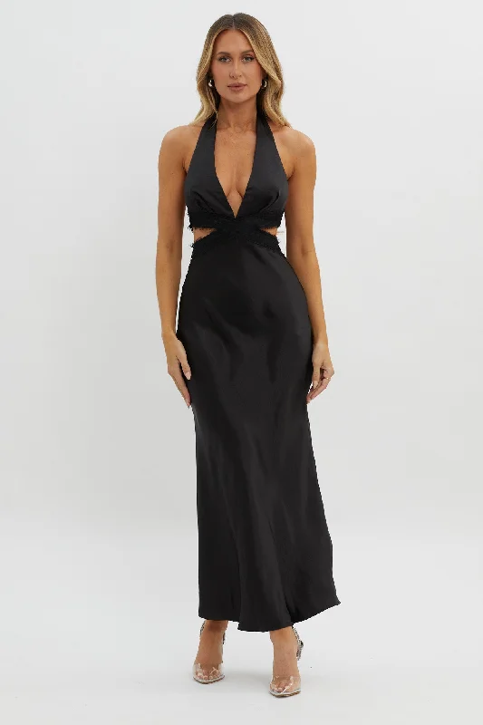Closeout Sale Of Your Dreams Cut-Out Halter Dress Black