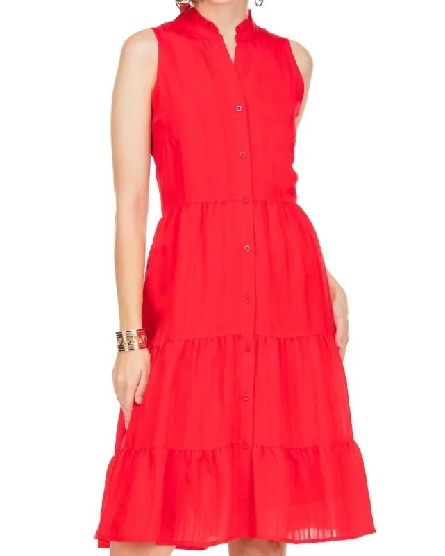 Year-End Sale Button Front Tiered Dress