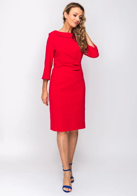 Buy Now Lizabella Collar Ruched Pencil Dress, Raspberry