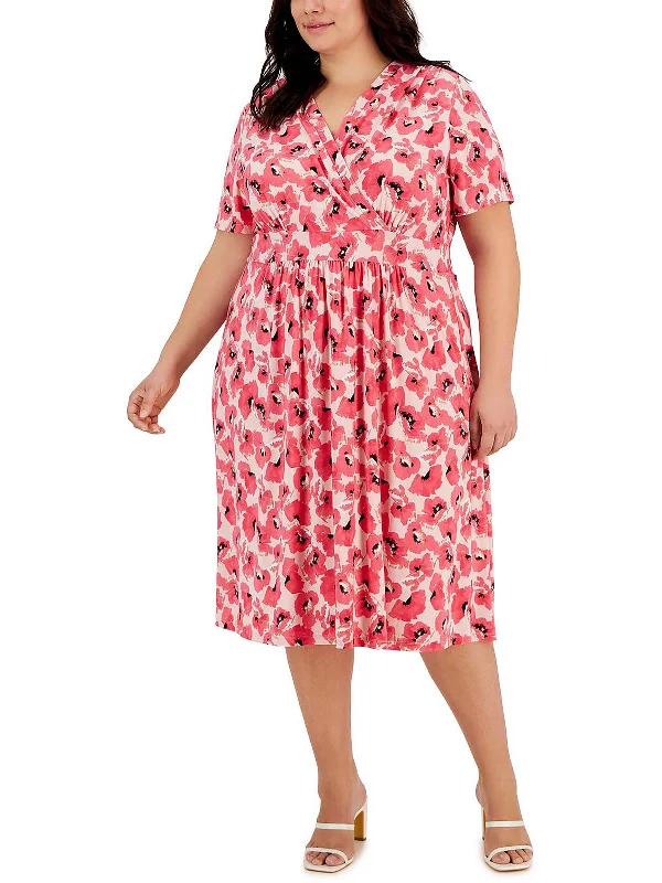 Deep Discounts Plus Womens Office Knee-Length Wear To Work Dress