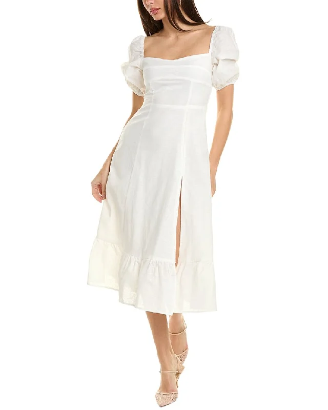 Act Now Lyra & Co Linen-Blend Midi Dress