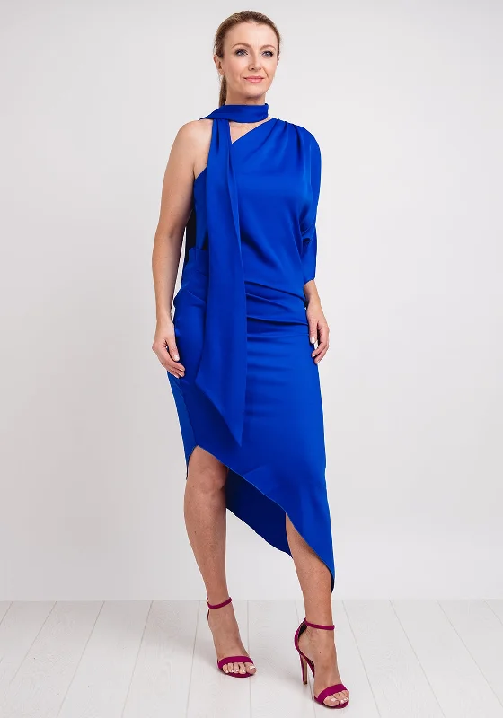 Price Smash Kevan Jon Sofia One Shoulder Asymmetric Dress, Cobalt Blue