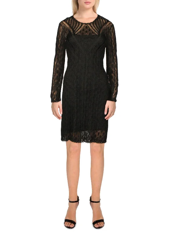 Online Only Womens Crochet Mini Sheath Dress