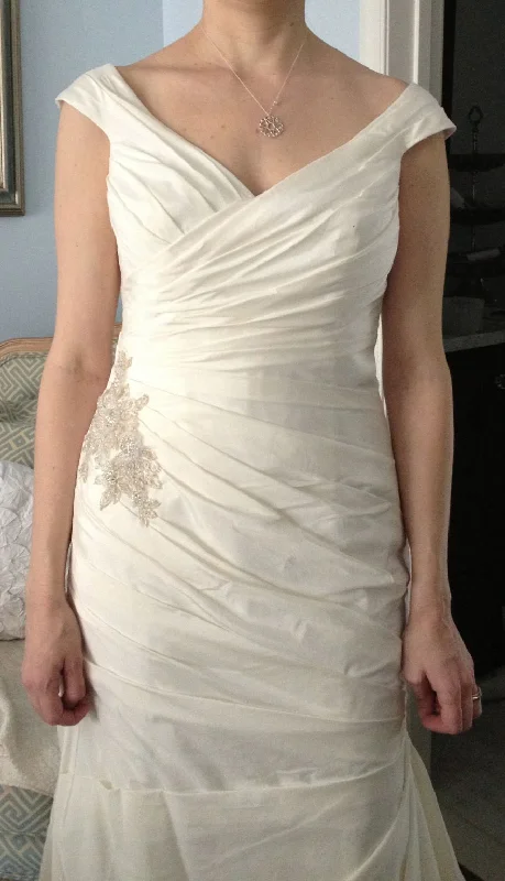 Reduced Prices David's Bridal WG3473 Off the Shoulder Taffeta Gown with Beaded W
